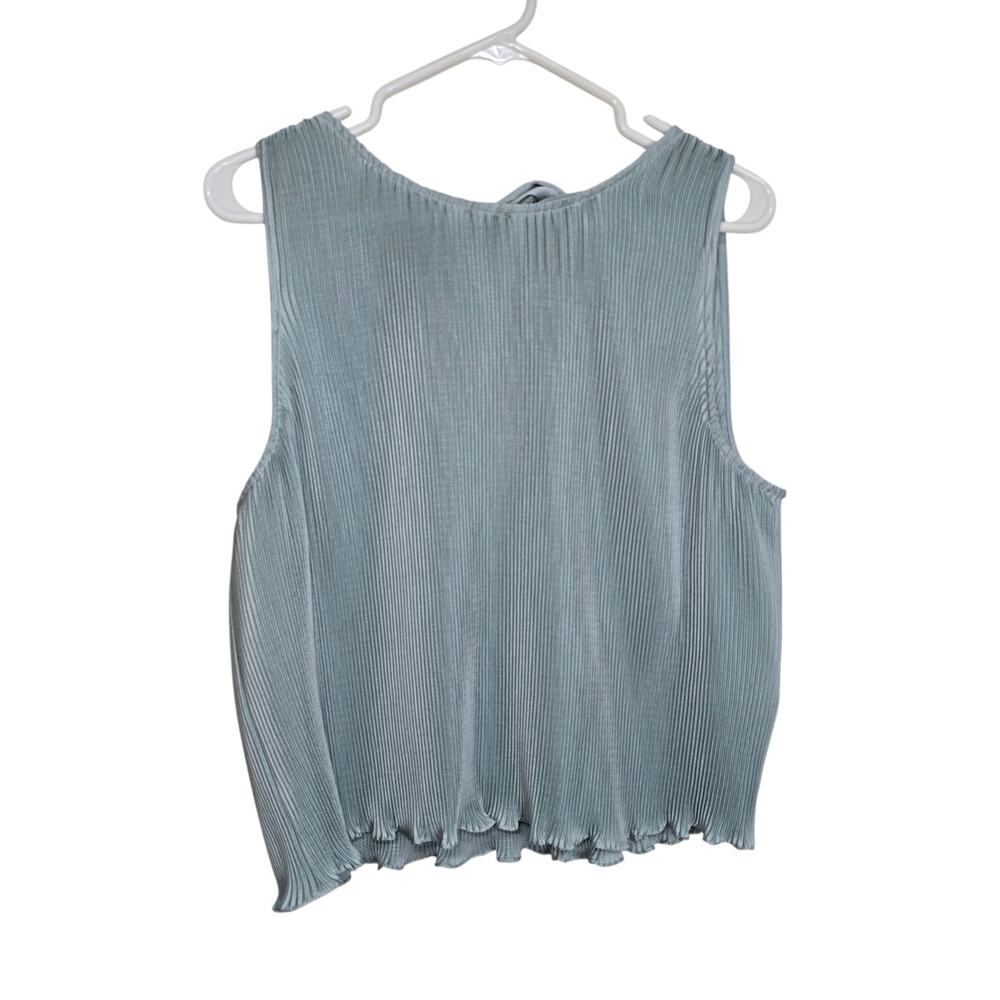 Sezane Eivissa Sea Green Pleated Sleeveless Blouse Size 46 14 16 XL